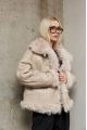 Double-sided beige sheepskin coat made of natural sheepskin